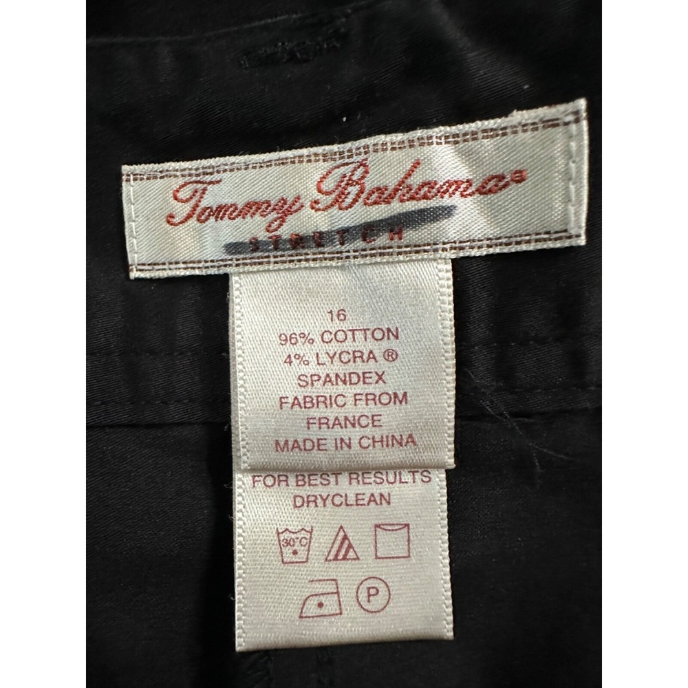 Tommy Bahama Womens Shorts Black Sz 16 Adj Waist Chino Flat Front Stretch - Picture 7 of 8